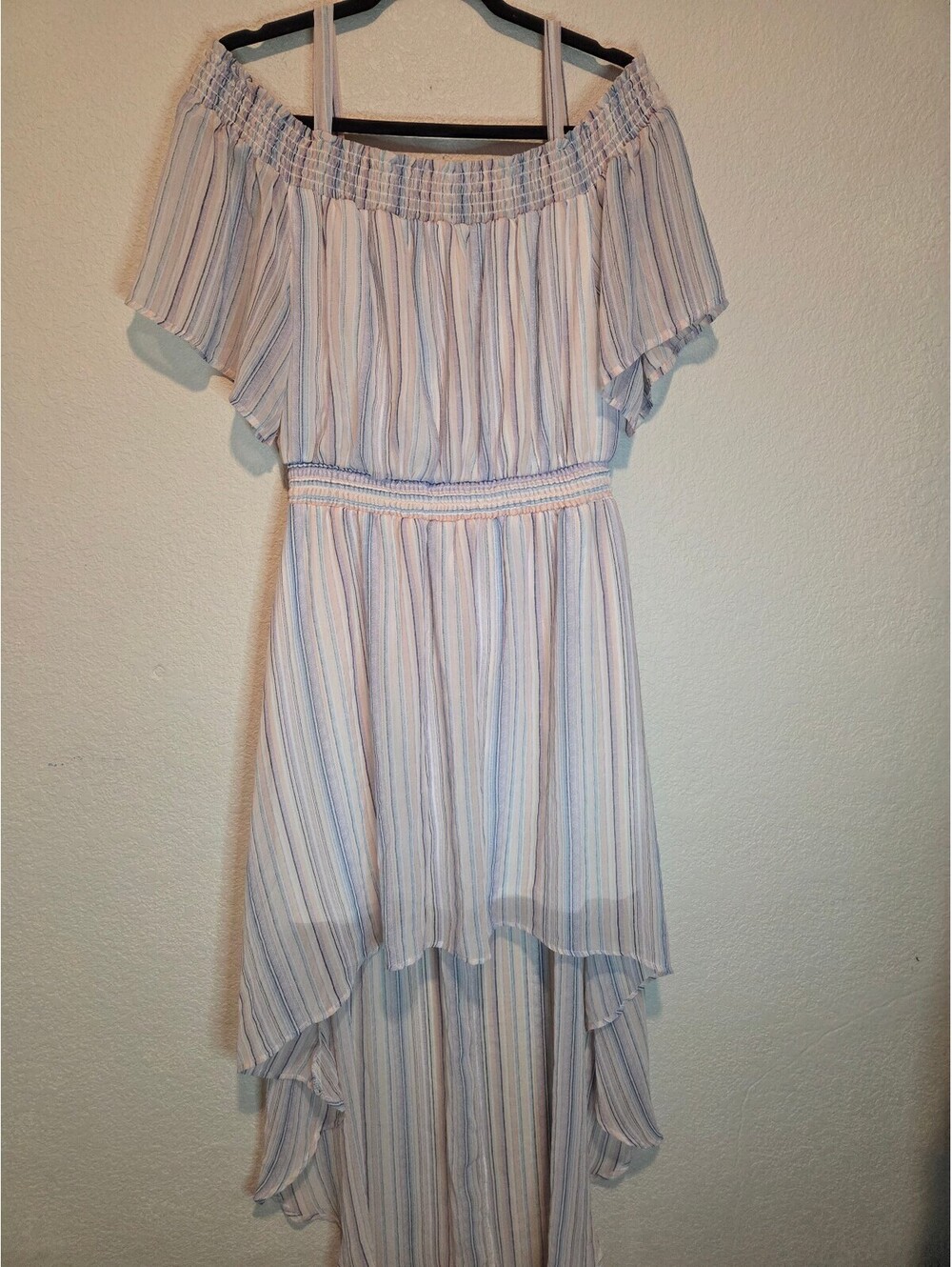 Lily Rose XXL Off-Shoulder Striped High-Low Dress